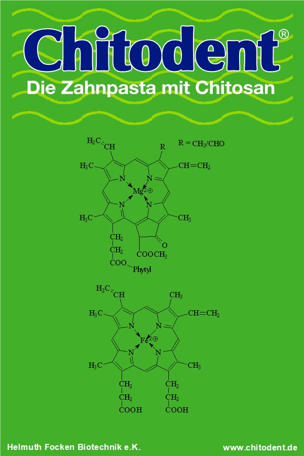 Die positiven Eigenschaften des Chlorophyll machen es zum Einsatz in der Chitosanzahnpasta Chitodent besonders geeignet Zahnpasta mit Chlorophyll